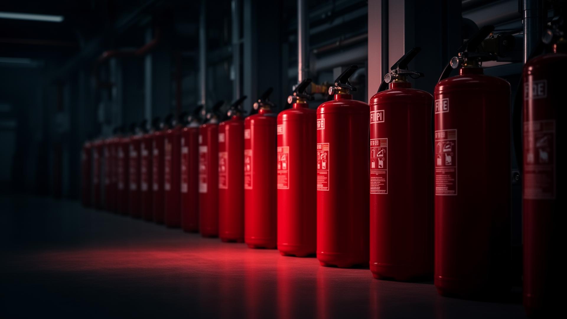 Estintori antincendio in struttura industriale